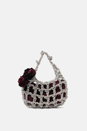 ALKAB SILVER AND PLUM HAND BAG