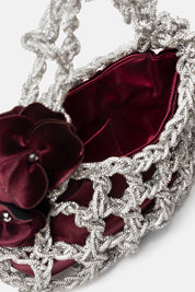 ALKAB SILVER AND PLUM HAND BAG