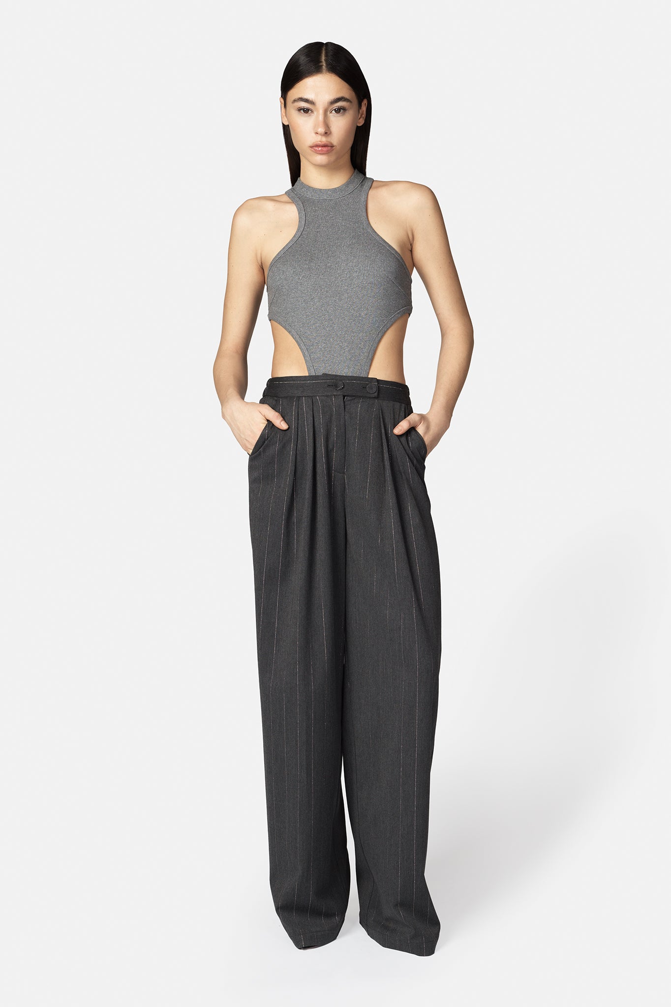 NORMA GRAY LUREX PANTS