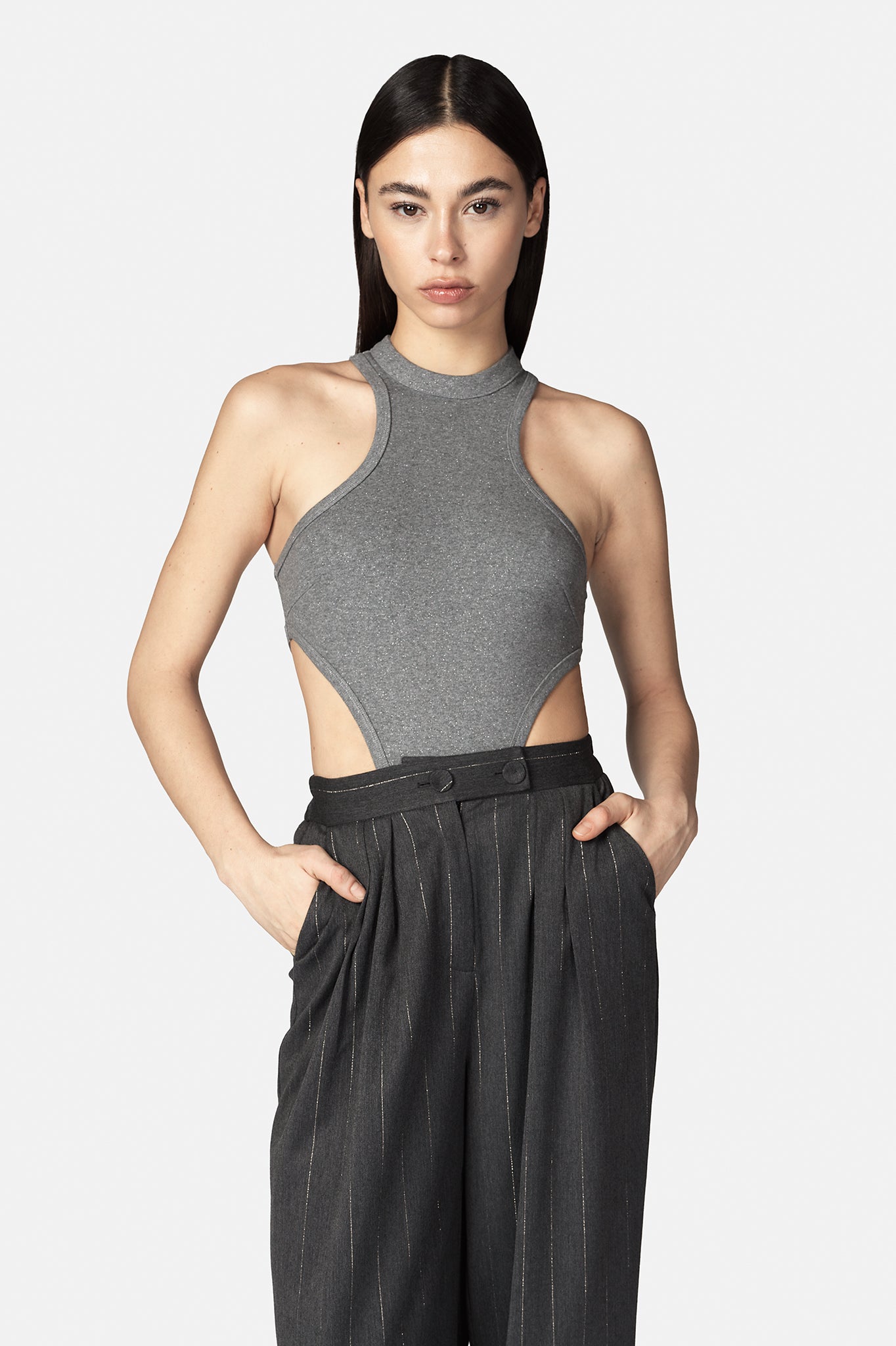 NORMA GRAY LUREX PANTS