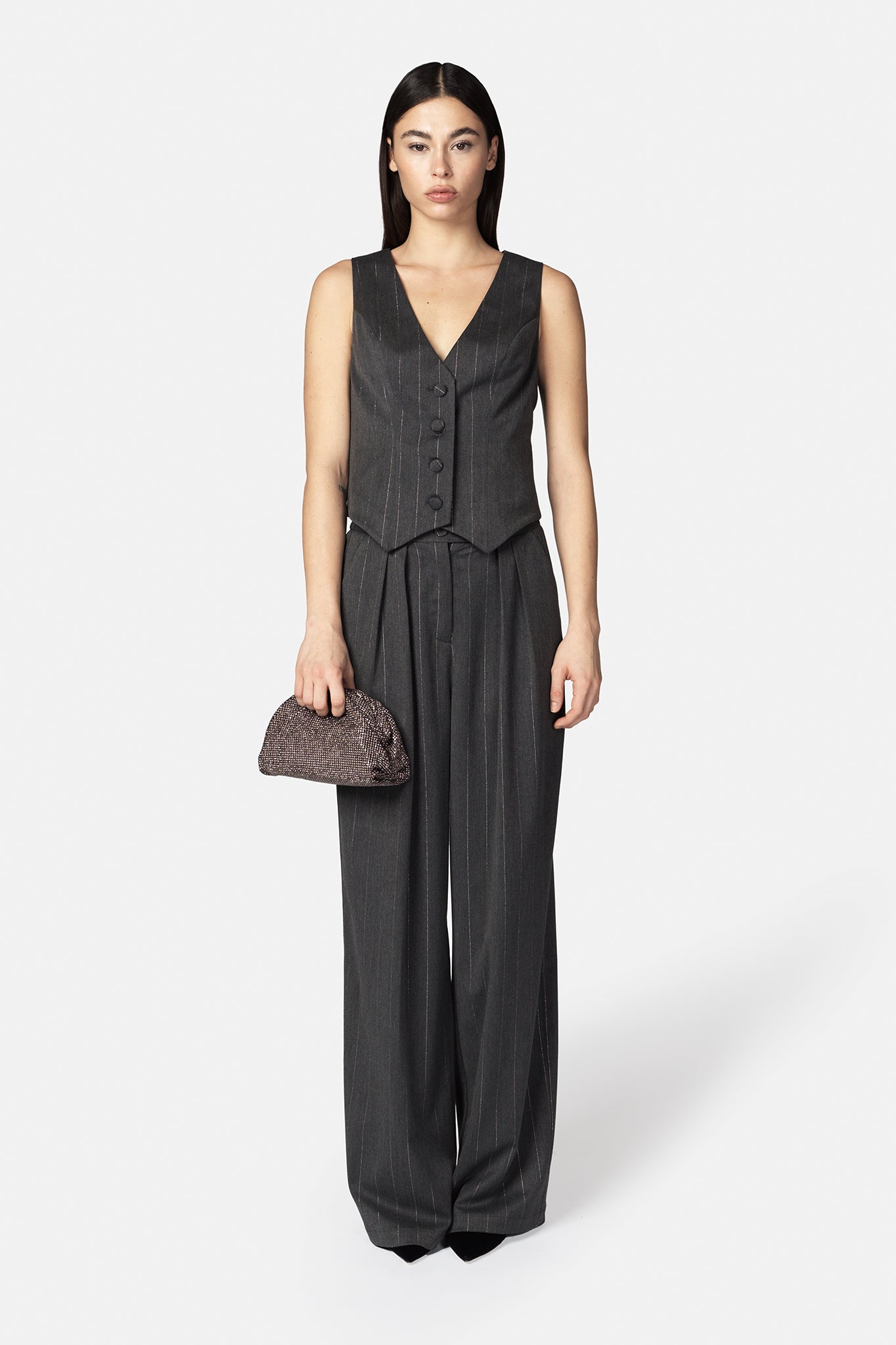 NORMA GRAY LUREX VEST