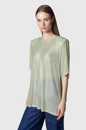 T- SHIRT MENDES LIME ARGENTO